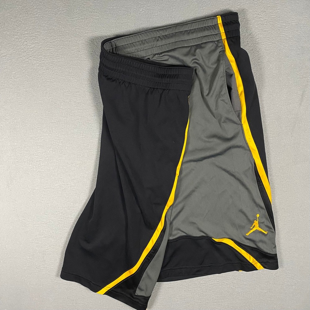 Jordan Mens Dri-FIT Basketball Shorts Black Grey Yellow Jumpman 547621-021 XL